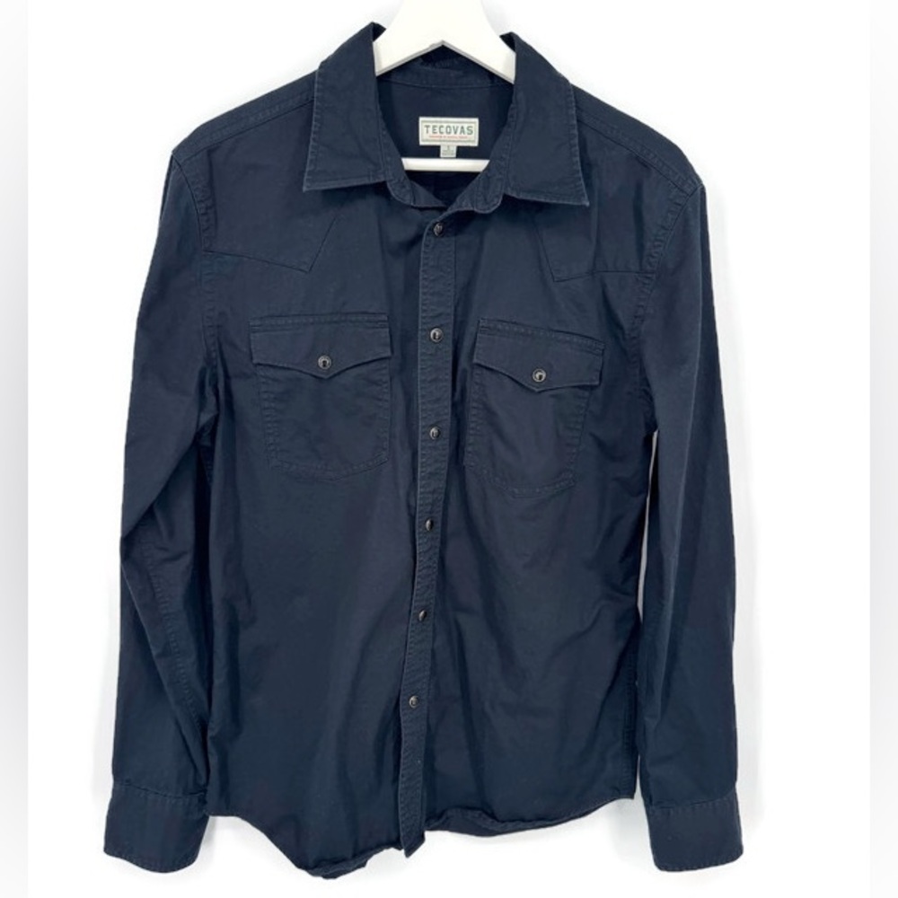 Tecovas Men's Long-Sleeve Button-Down Shirt in Navy